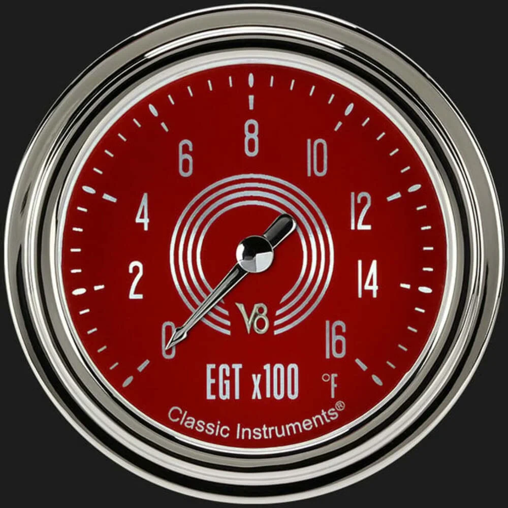 V8 Red Steelie 2 5_8_ Exhaust Gas Temp. Gauge V8RS398SLC